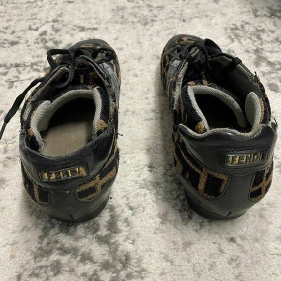 Fendi Tobacco Zucca Print Faux Fur Sneakers - Picture 7 of 11